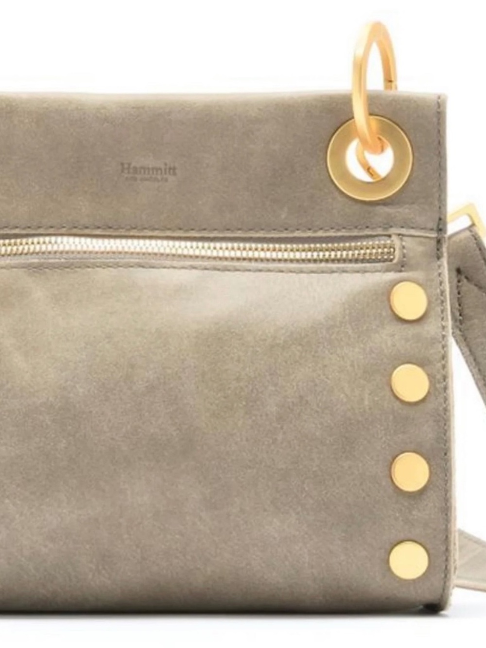 Hammitt Tony Small Crossbody Bag Pewter Leather Brushed Gold Hardware